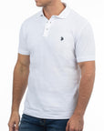 USPA Men's Linen Pique Polo White