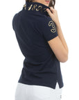 USPA Women's Metallic Print Polo Navy