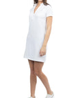 USPA Women's Short Sleeve Stretch Jersey Polo Dress White