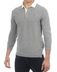 USPA Men's Contrast Collar Sweater Knit Polo Grey