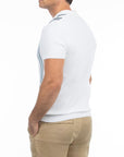 USPA Men's Vertical Stripe Knit Polo Shirt White