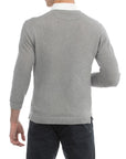 USPA Men's Contrast Collar Sweater Knit Polo Grey