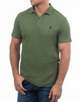 USPA Men's Johnny Collar Linen Polo Olive