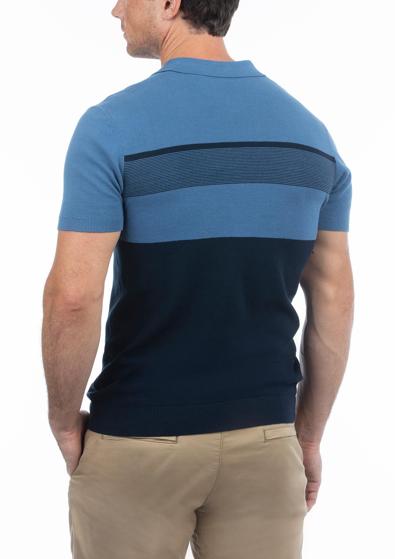 USPA Men&#39;s Stripe Knit Polo Blue