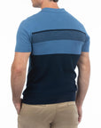 USPA Men's Stripe Knit Polo Blue